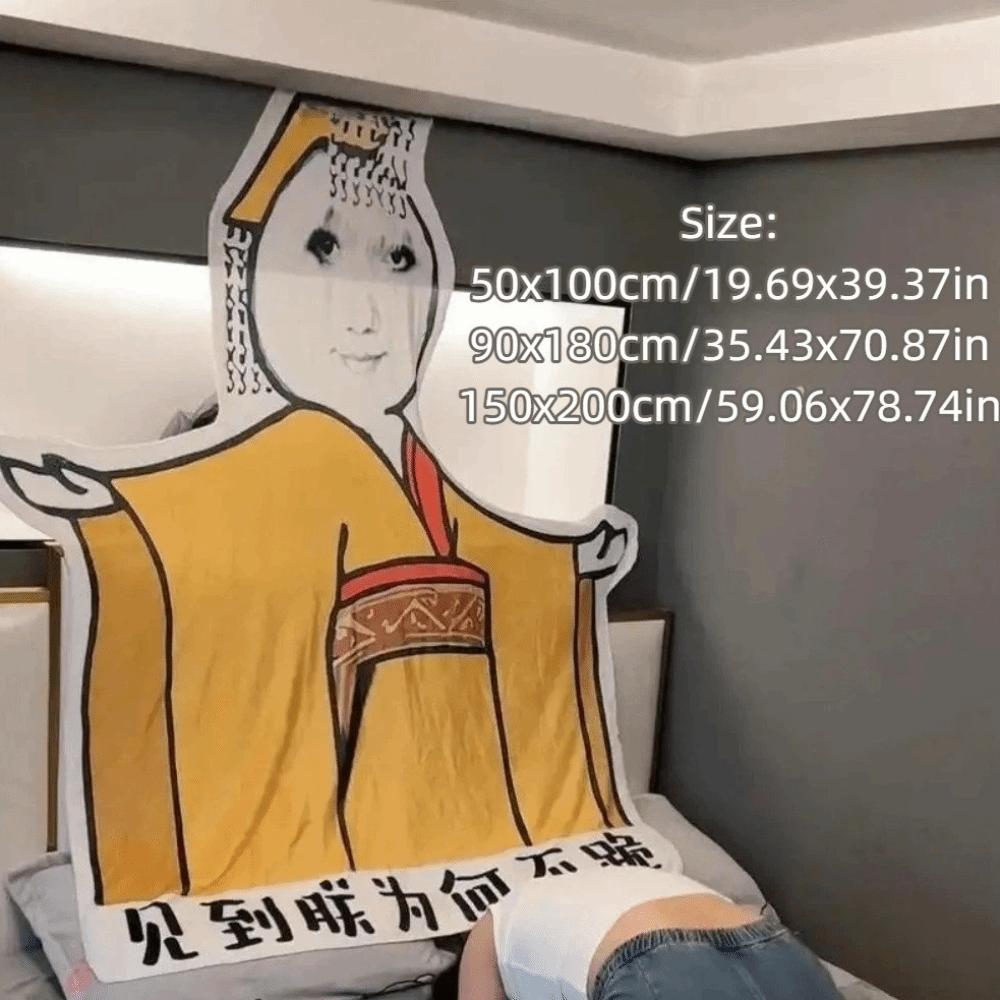 Flannel Chinese Meme Blanket Fade-resistant Sofa Throw Blanket Emperor Dragon Blanket  Living Room
