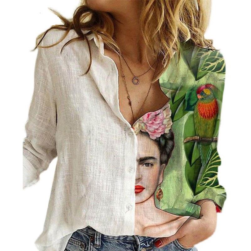 Tier Muster Damenhemd Weißes Oberteil Langarm Revers Lässig Bedruckte Strickjacke Tops