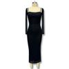 Fashion Ins Sexy V-neck Low-Cut Mesh Long Sleeves Silm Hip Split Dress Sexy See-through Waist-Slimming Long Dress