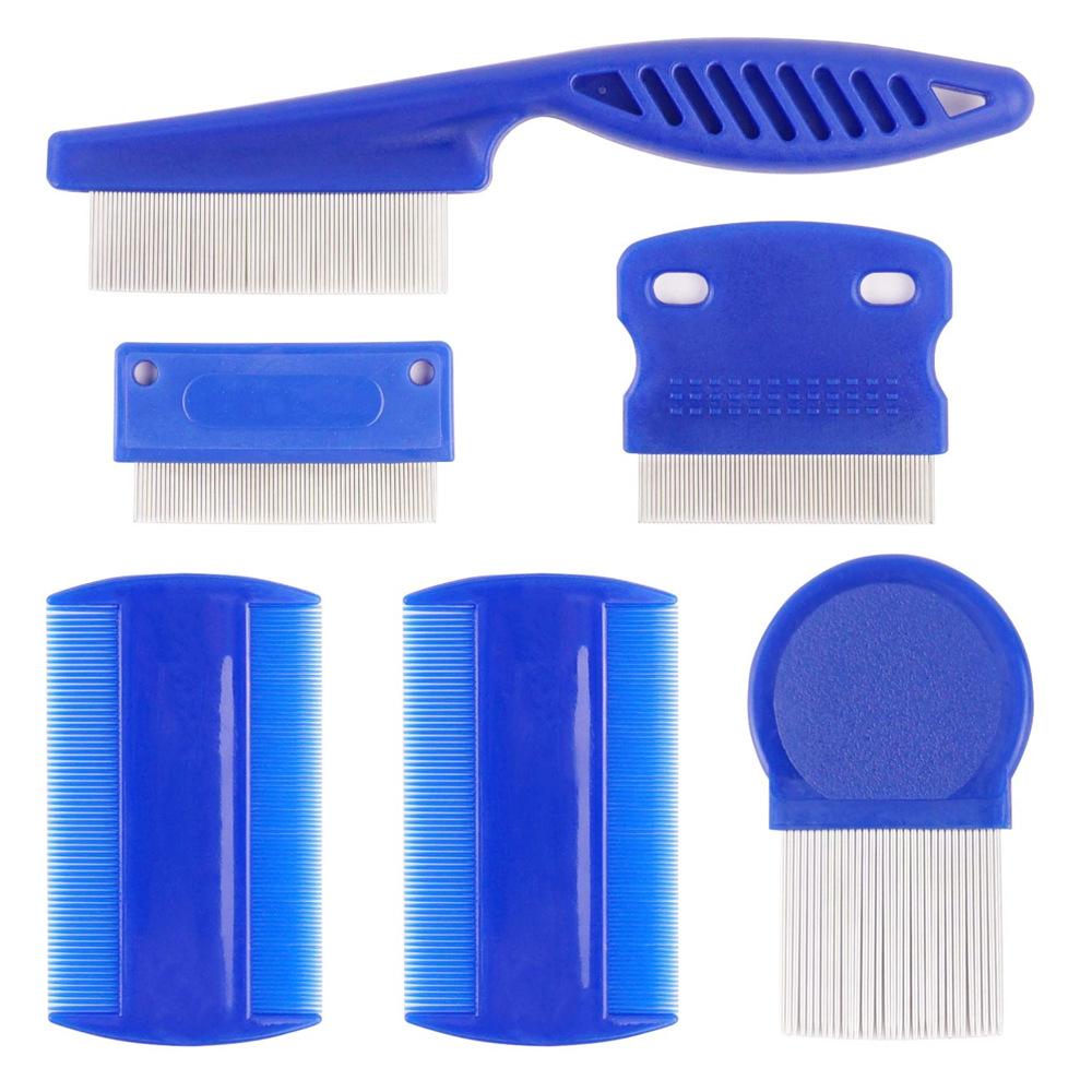 6Pcs/set Pet Flea Comb, Blue Comb Stainless Steel Needle Dense Tooth Cat Dog Comb