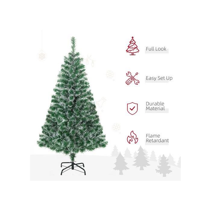 Sapin de Noël artificiel HOMCOM de 1,5 mètre avec 416 branches et base métallique verte en PET