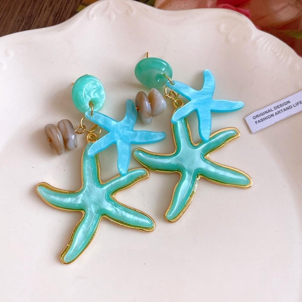 Candy Color Ocean Starfish Stud Earrings Shell Starfish Ear Pendant Summer Beach
