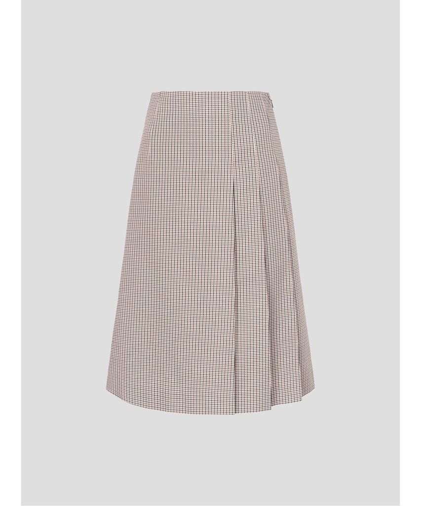 Binpolleidiseu [B. My] Classic Check Pleated Midi Skirt Brown (Bf5827N03D)