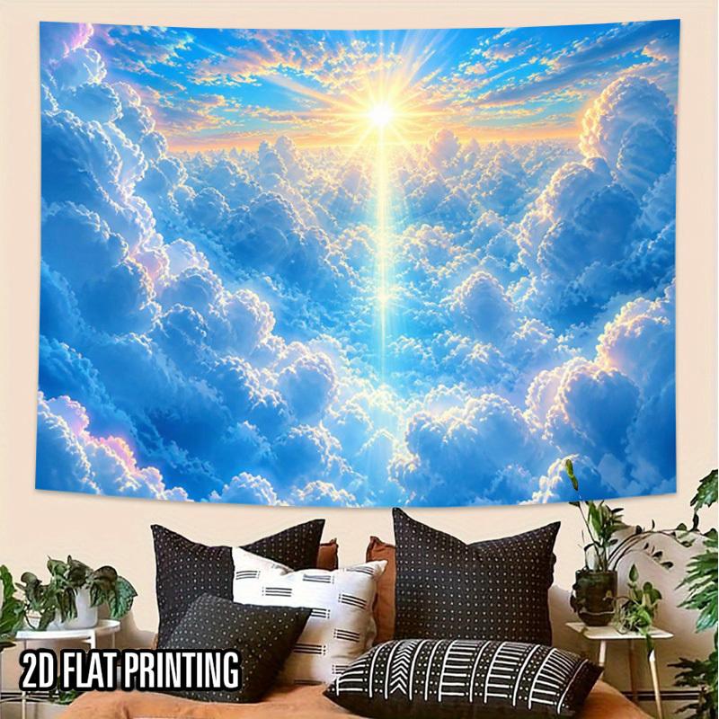 2D Flat - 2D Flat - 2D Flat Print 1pc Tapestry Clouds Over Sun Rising Wall Hanging Blue Sky Dreamy Atmosphere Decor Tapestry for Apartment Living Room