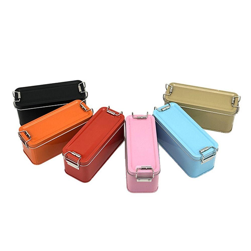 New With Lid Tinplate Box Durable Material With Buckle Rectangular Iron Box Rectangular Shape High Quality Iron Box Food Storage