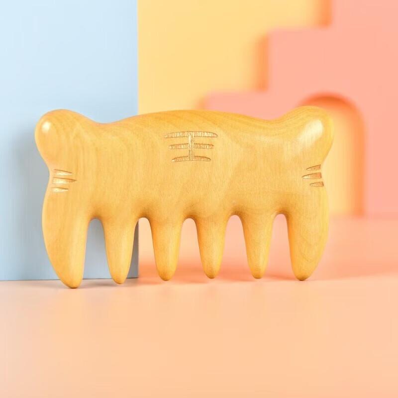 Tan Mujiang Meridian Massage Comb Gift Set - Cute Tiger Edition