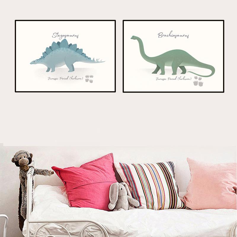 Triceratops Pterosaur Cartoon Dinosaur Wall Art Canvas Painting Nordic Posters And Prints Wall Pictures For Baby Kids Room Decor No Frame