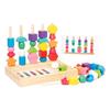 Geometric Color Shape Cognition Toys Interactive Wooden Beads Sequencing Toy  Kindergarten Kids