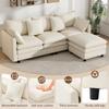 L-Shaped Corner Sofa with 4 Cushions and 3 Backrests, 3-Seater Sofa with Chaise Longue, Capacity Up To 120 Kg, Living Room Sofa 212×150×90 Cm, Beige