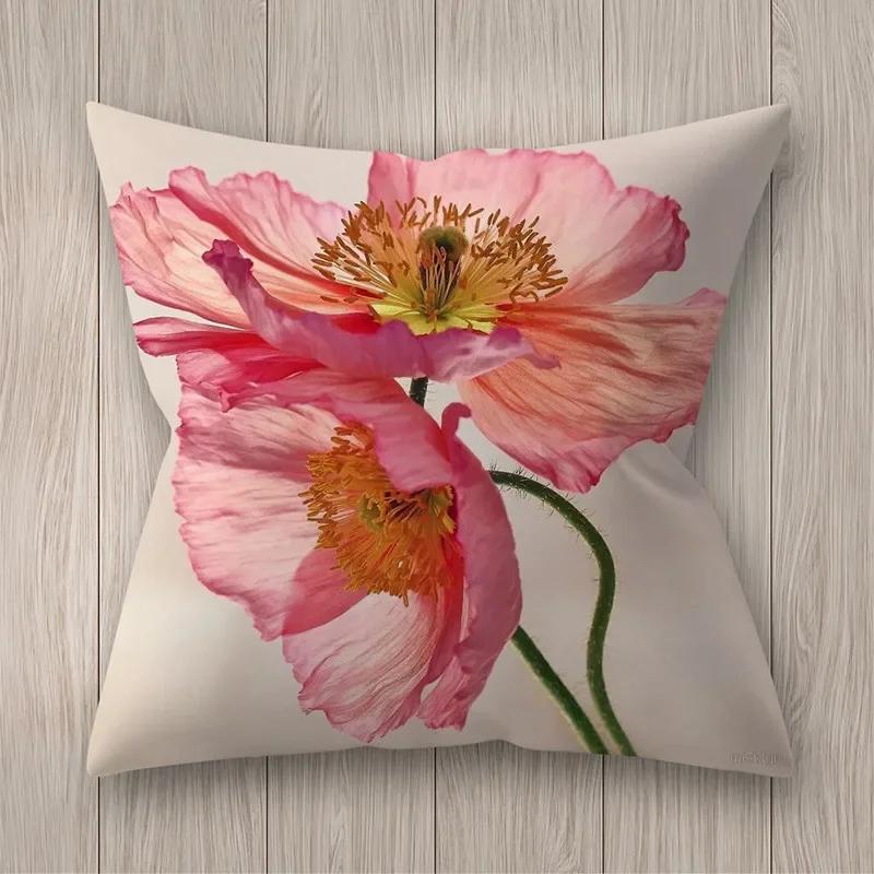 Square Polyester Cushion Cover Living Room Home Decor Throw Pillow  Rustic Rose Printed  Case