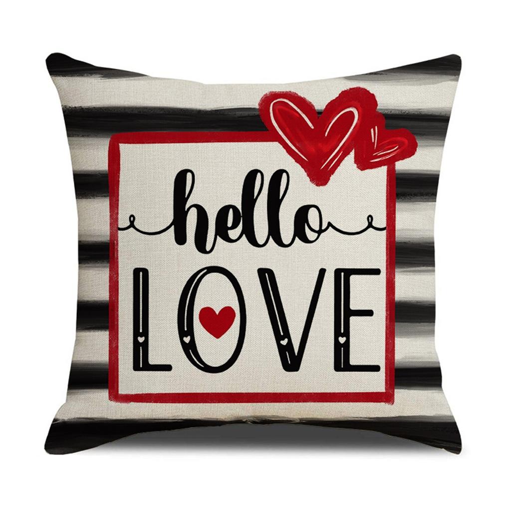 Valentine's Day Throwing Pillow Cover Red Love Letter Linen Print Cushion Cover Sofa  Pillow Cover