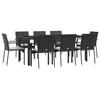 VidaXL Mobilier à dîner de jardin 9pcs et coussins noir résine tressée 3184980