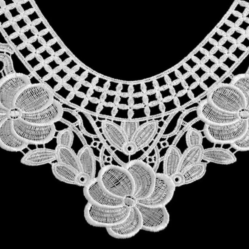 3D кружевной воротник с цветочной вышивкой из молочного шелка: Водорастворимая и полая конструкция для DIY