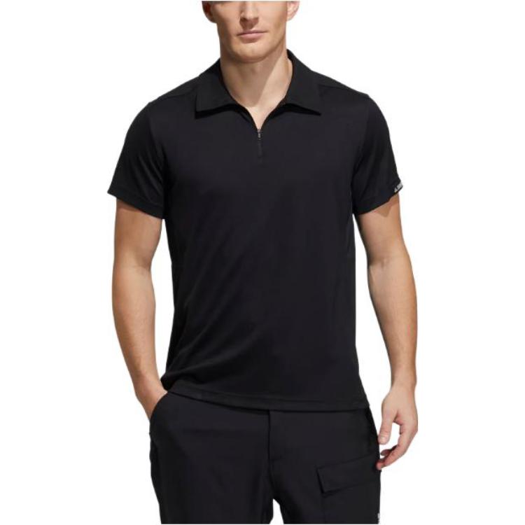 Adidas Solid Color Comfortable Breathable Casual Polo Shirt Men Tops Black H13836