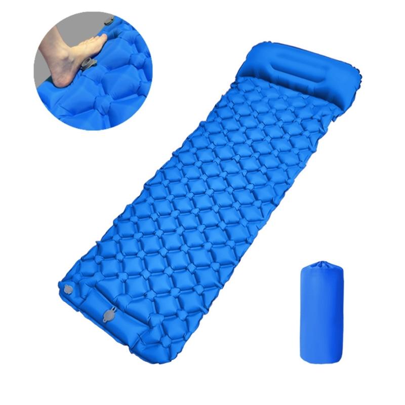 Folding Camping Sleepings Mat Inflatable Backpacking Sleepings Pad with Pillow Lightweight Watertight Camp Sleepings Pad
