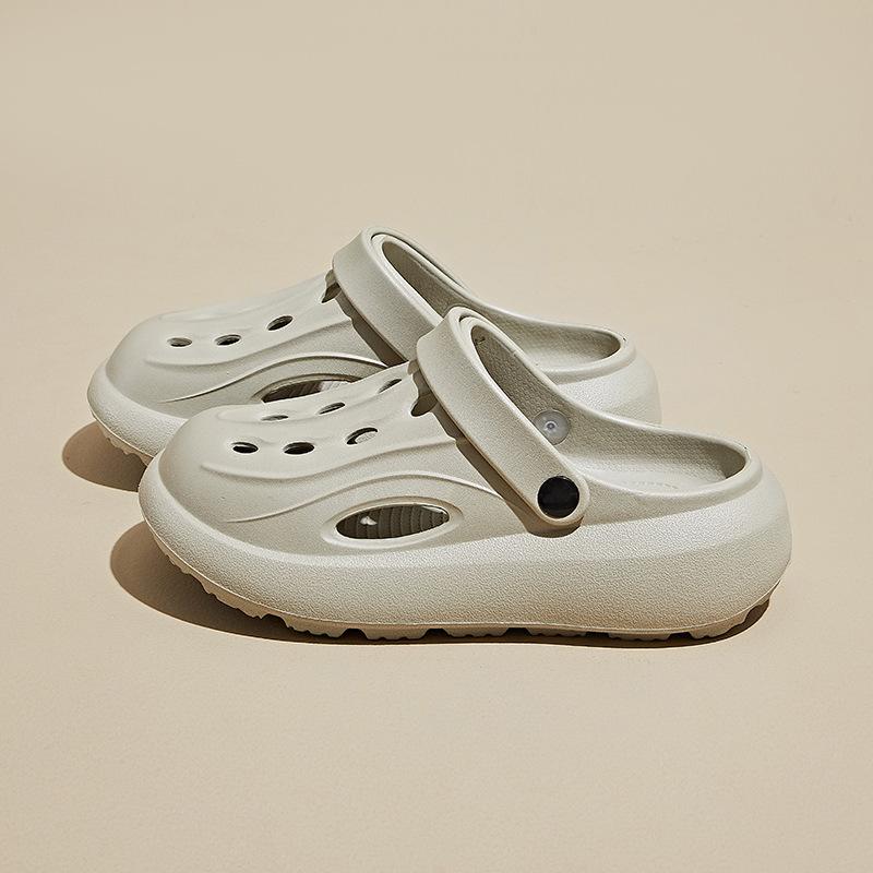 New Couples Summer Hole Shoes Bag-toe Sandals Thick Sole Heightened Comfort and Breathable Leisure