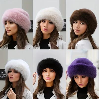 Dames Pluche Warme Mutsen voor Herfst/Winter - Modieuze Look, Verdikte Mongoolse Muts voor Comfort en Knusheid bij Koud Weer Buitenactiviteiten