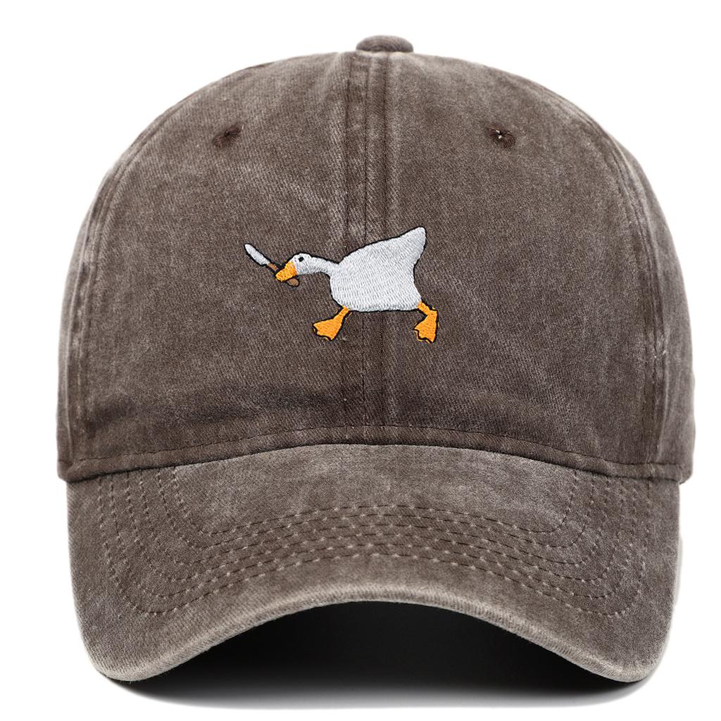 Embroidered Baseball Cap with Goose Pattern for Men and Women, Casual and Fashionable City Style Duckbill Cap
