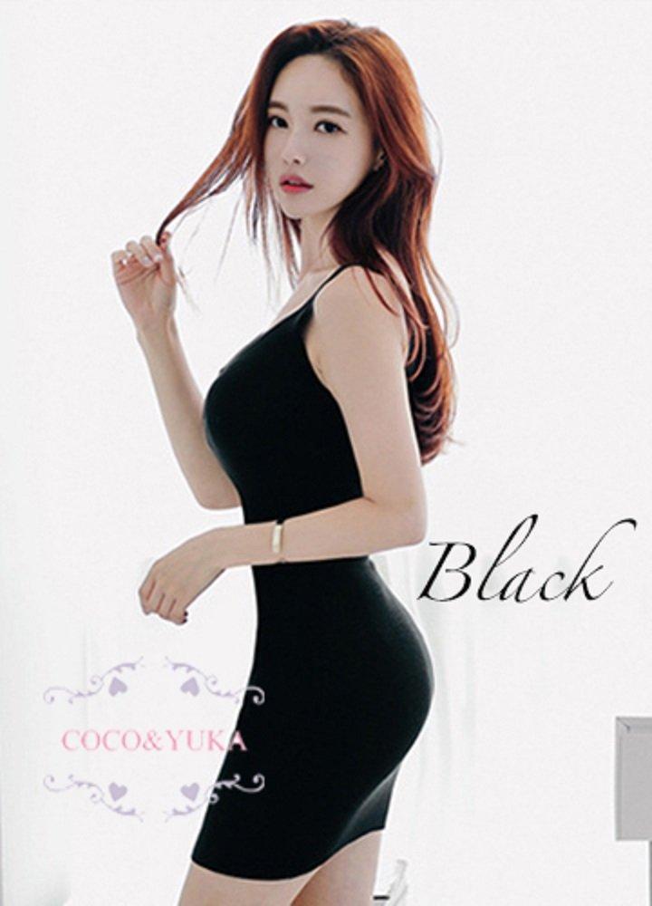 Coco Yuka Tight Sexy Mini Dress with Zipper and Sleeveless Chest Size & Women's (Black, S)