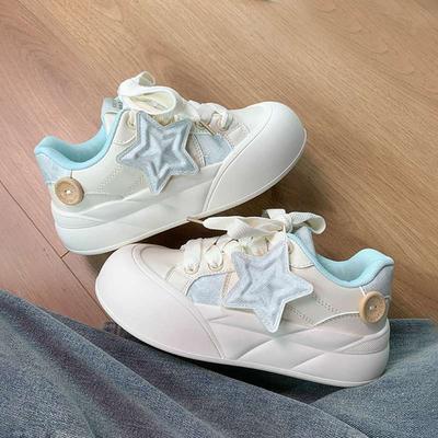 High-value Niche Wear-resistant Board Shoes Women's 2025 New Spring Platform White Shoes Versatile Round Head Bread Shoes