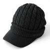 AVIREX Cable Knit Cap with and Winter Knit 023 Loose-Fit Brim, Men's Women's Cap, Black,