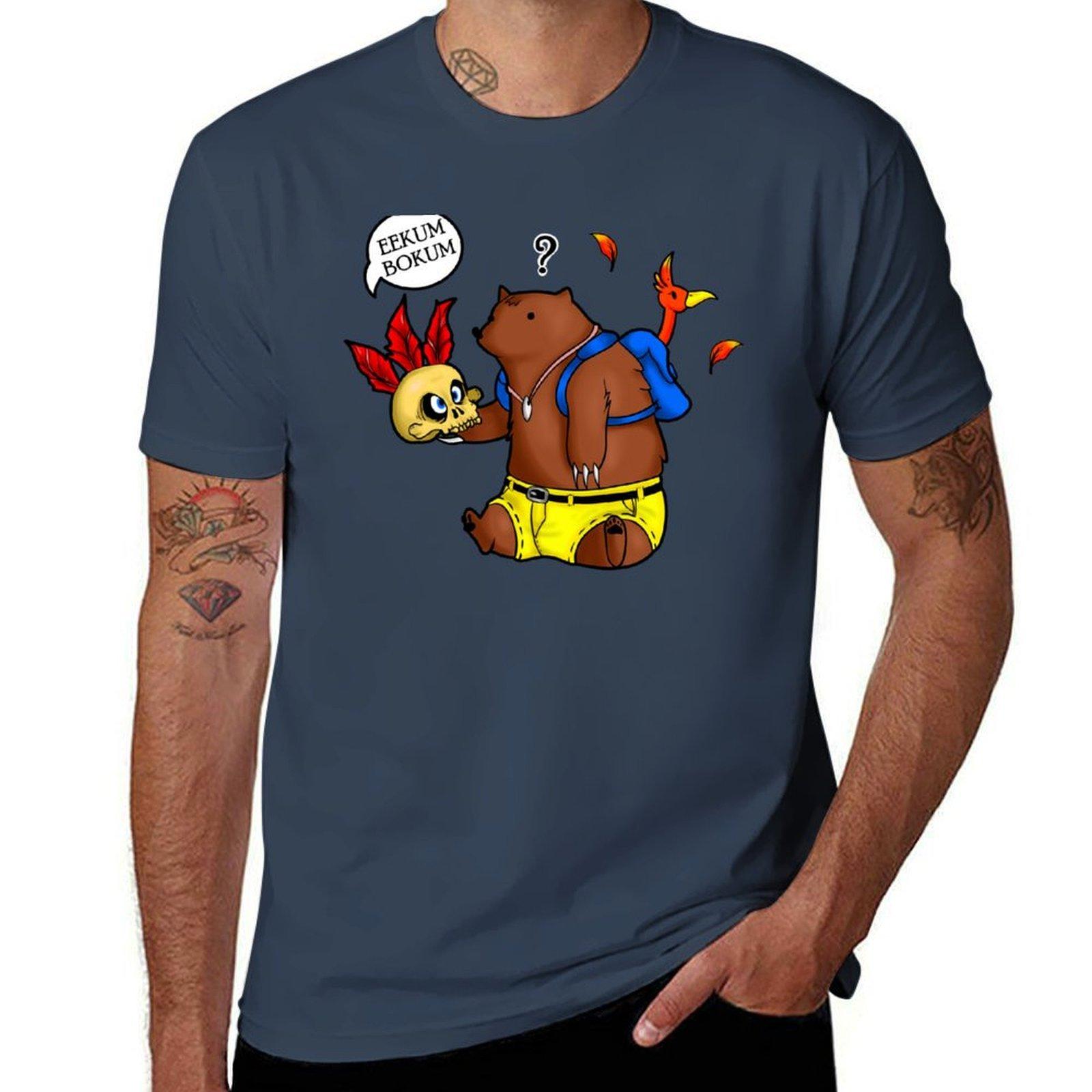A Confused Bear And His Bird Tshirt Simple Print Design Tshirt S