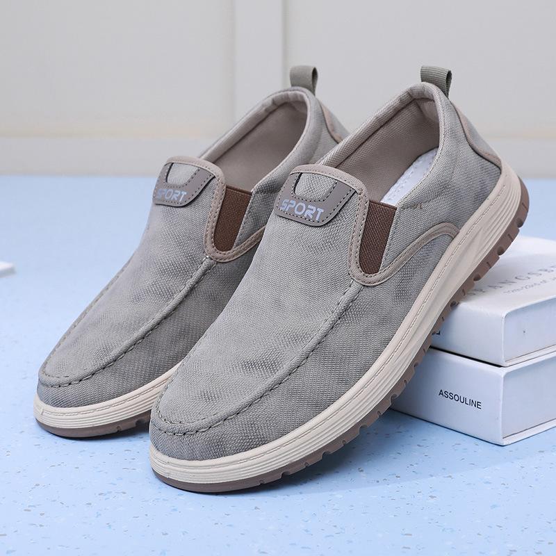 Old Beijing cloth shoes men's autumn breathable soft-soled cloth shoes black casual canvas shoes comfortable lazy men's shoes