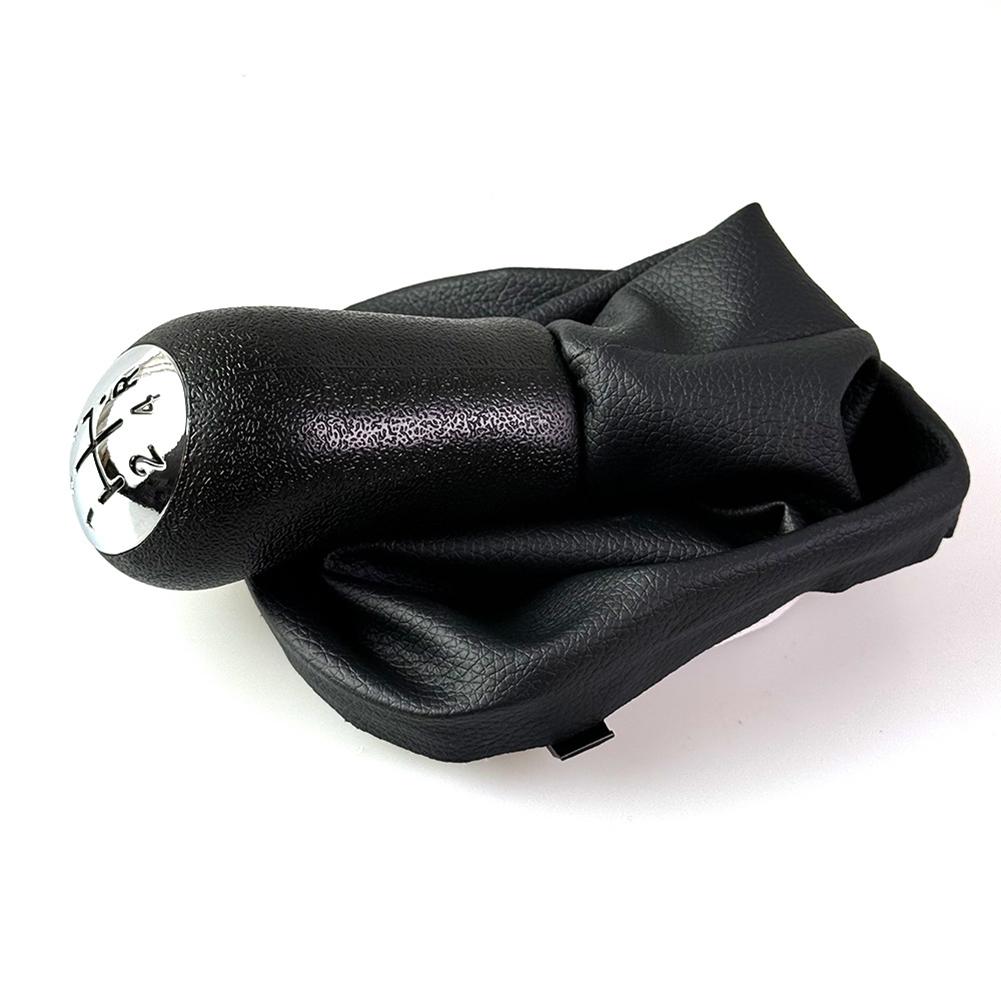 5-Speed Leather Shift Knob with Dust Cover for Renault Logan II 2013-2022, Premium ABS & Leather Gear Lever for Smooth Shifting