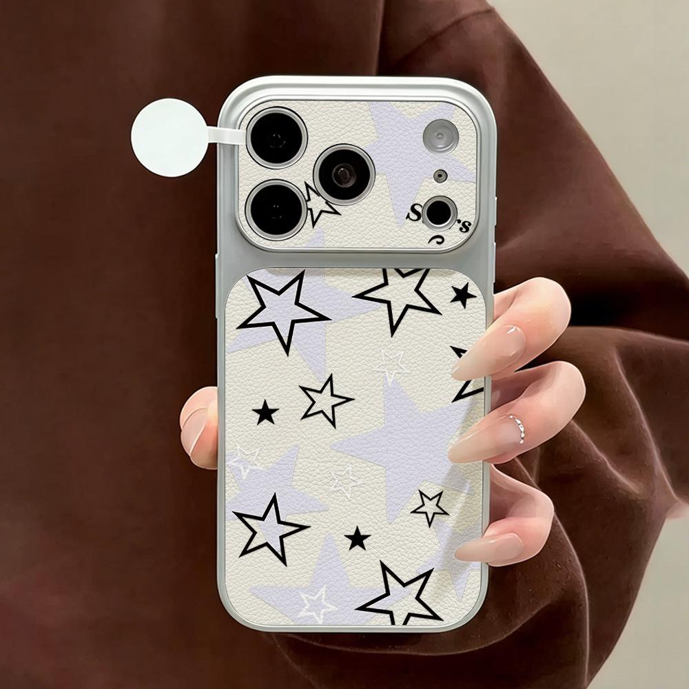 Tide Brand Stars Are Suitable for Apple 16ProMax Seconds To Change the Leather Mobile Phone Case 15/14 All-inclusive 17 Advanced 13 Tide Case