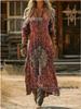 2026 Spring Retro V-neck Long-sleeved Plus Size Dress
