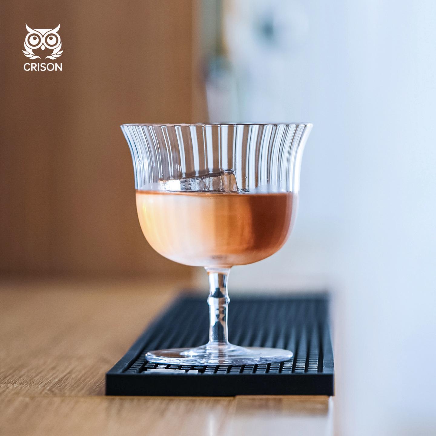 INF05 CRISON Striped cocktail glass/Crystal glass cup/bar glassware/Classical cocktail glass/220ml 220ml