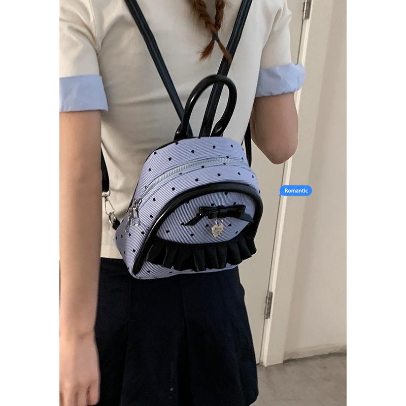 Korean Girl Bow Backpack Bag Women 2025 New Fashion Cute Polka Dot Small Backpack Versatile Handbag