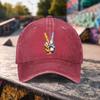 pc Casual and Stylish Washed Baseball Cap with Victory Hand Gesture Print Premium Versatile Outdoor Accessory Unisex Duckbill