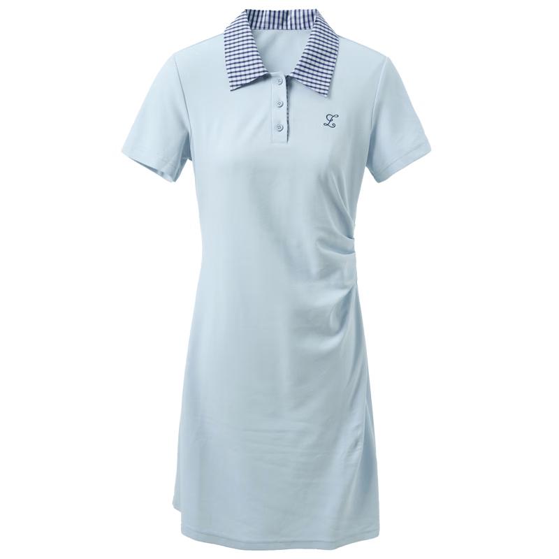 Women s Plaid Collar Short Sleeve A-Line Polo Dress L