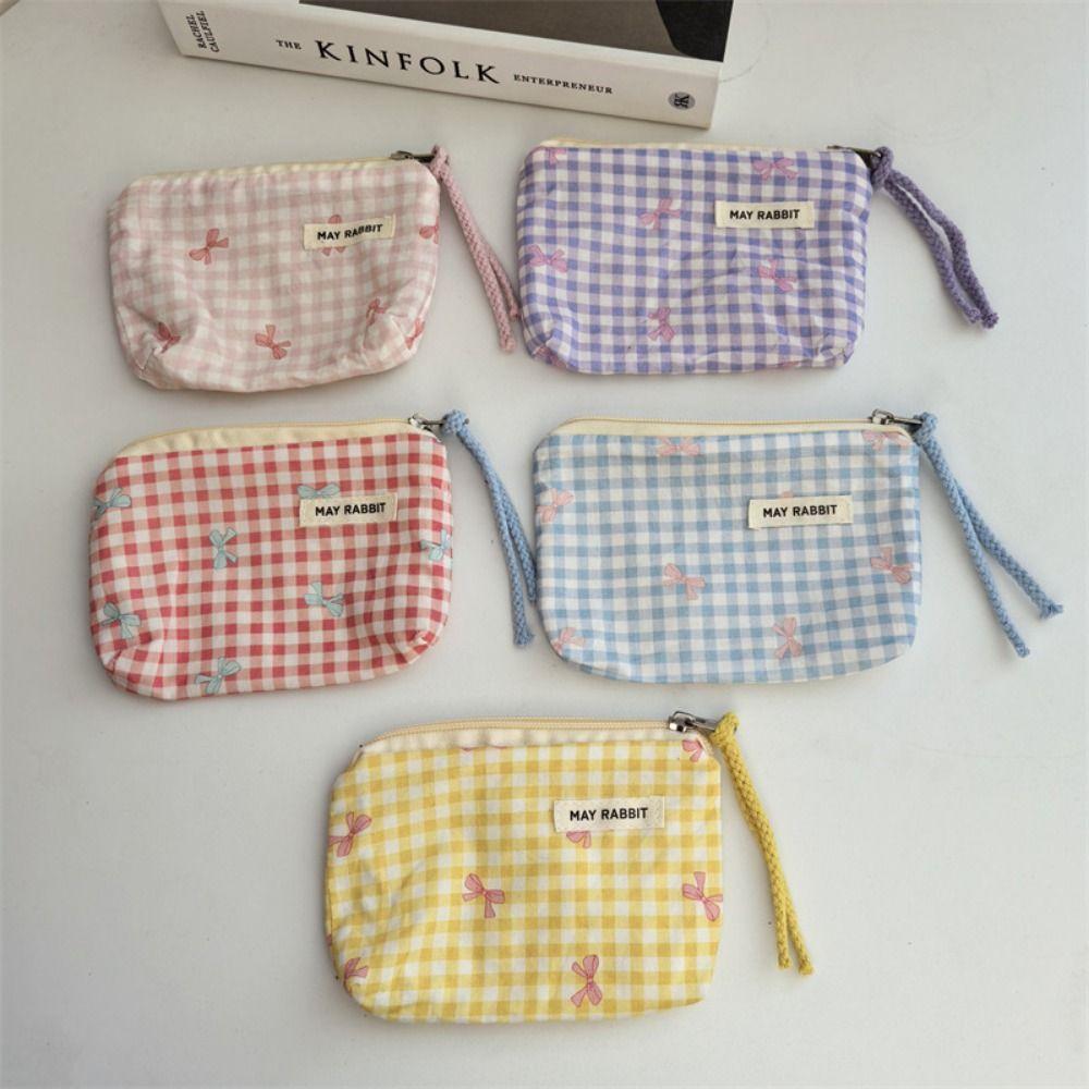 New Cartoon Square Cosmetic Bag Small Flower Storage Pouch Zipper Sanitary Napkins Makeup Bags Women