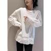 Women's White Lace Patchwork Long Sleeve T-Shirt - 2025 Spring Korean Style