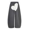Mens Drawstring Sweatpants 2026 Vintage American Style Wide Leg Pants With Heart Patch Embroidery Casual Trousers