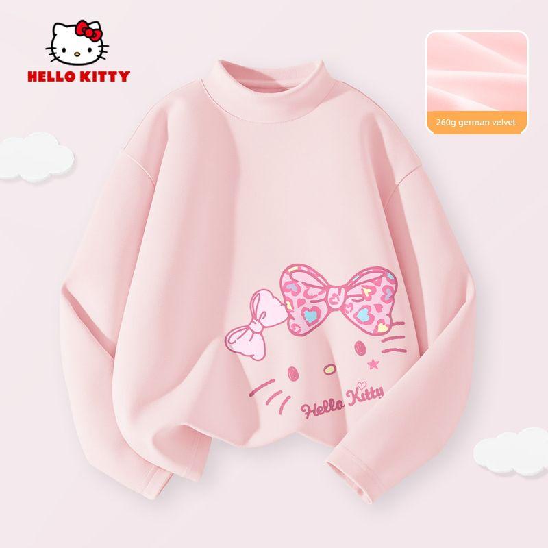 Hello Kitty Girls' Fleece-Lined Base Layer Shirt, Children's Long-Sleeve T-Shirt, Thermal Top in Pink, Stylish Inner Wear