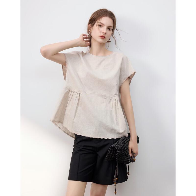 Demana Linen Blend Cap Sleeve Blouse