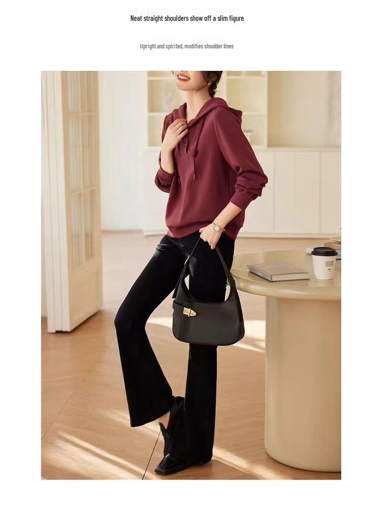 Damen Casual Kapuzensweatshirt - Herbst 2025 Kollektion, Lockere Passform, Vielseitiges Langarm-Oberteil für Mittelalte