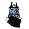 2022 European & American High Waist Floral Bikini Tankini Swimsuit