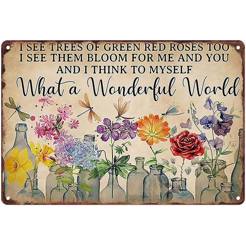 Metal Tin Sign Garden Beautiful Flowers Vintage Tin Sign Flower Lavender Metal Wall Panel Retro Art Decoration for Home Cafe Bar