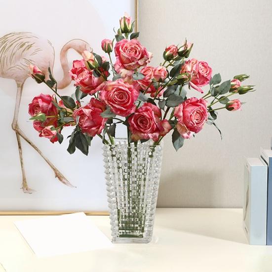 Artificial Rose Flower Realistic Vintage Fake Rose Bouquet with 2 Heads Blooms And 3 Buds for Wedding Flower Arrangement Home Party Table Centerpiece