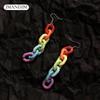 Fashion Chain Ear Hook Women Long Rainbow Clip Earrings Club Jewelry