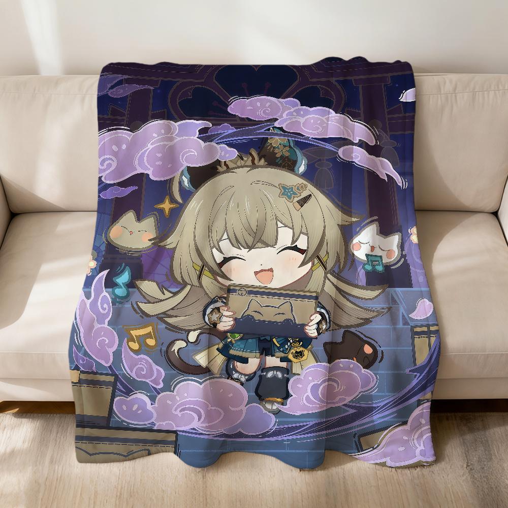 Game Lumine Genshin Impact Diluc Chibi Flannel Soft Warm Plush Blanket Sofa Living Room Pet Hogar Bedroom Gift Home Car Portable