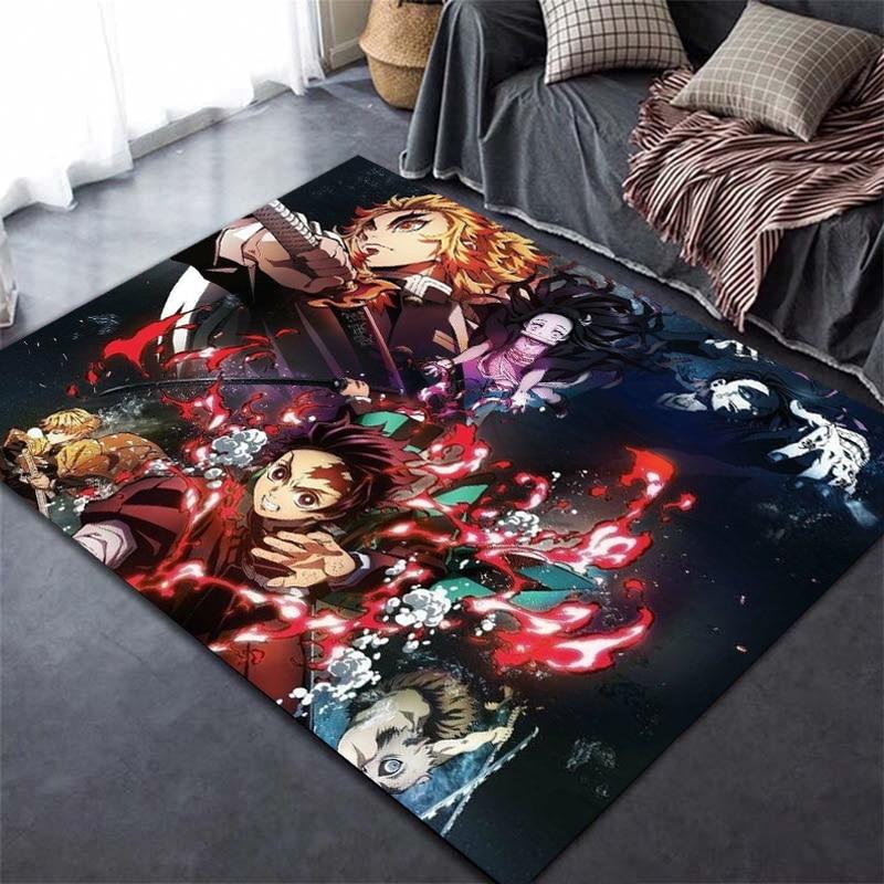 Tapis imprimé en 3D Demon Slayer Kimetsu, dessin animé Devil's Blade, décoration de maison, tapis doux pour chambre à coucher, tapis de jeu pour bébé, pour salon