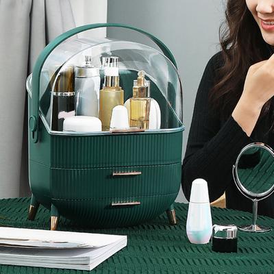 Makeup Organizer Storage Box with Drawers Large Capacity Handle Design Makeup Storage Box Countertop Cosmetics Organizer