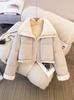 Lapel double-sided wear lamb wool down cotton-padded jacket women's autumn and winter small thickened cotton-padded jacket jacket