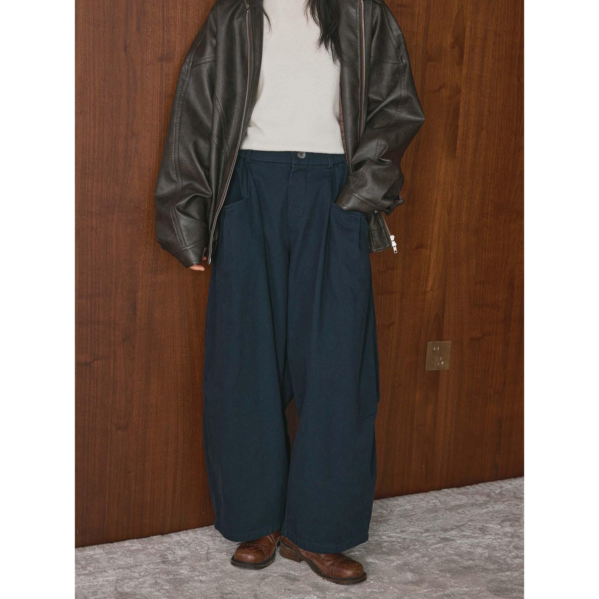 Louvre Winter Korean Retro Fleece Belted Harem Pants - Slimming, Loose Fit, Women s Casual Long Pants One Size