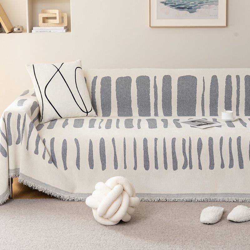 Thicken Chenille Blanket Classic Black Stripe Sofa Blanket Summer Couch Non Slip Blanket Office Nap Shawl Cushion Sofa Covers